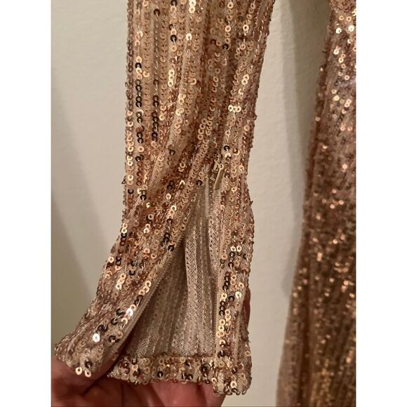 Mac Duggal Women's Ieena Sequin Knotted Long Sleeve Midi Dress NEW NWT - Picture 6 of 9